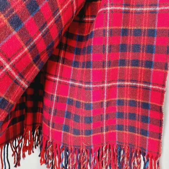 Vintage Pendleton Wool Blanket Stadium Red Plaid - Picture 2 of 6